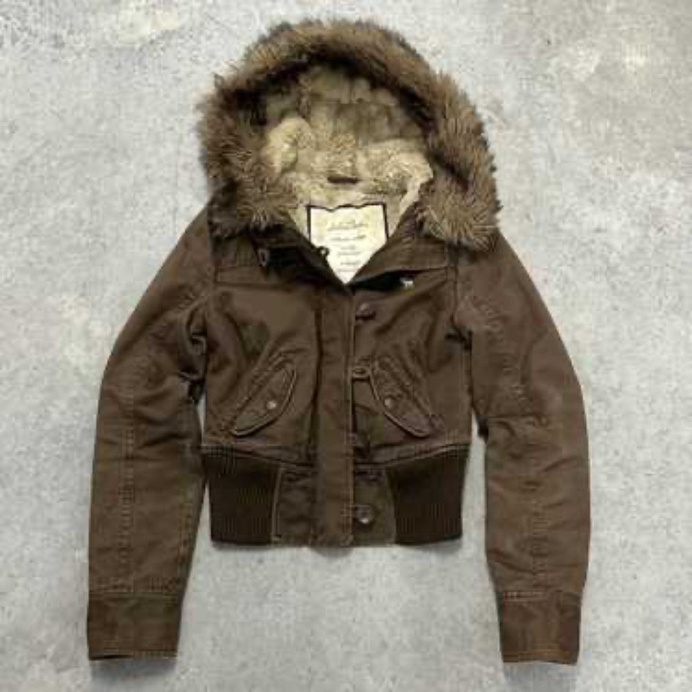 Vintage Abercrombie and Fitch Brown Fur Lined Jacket